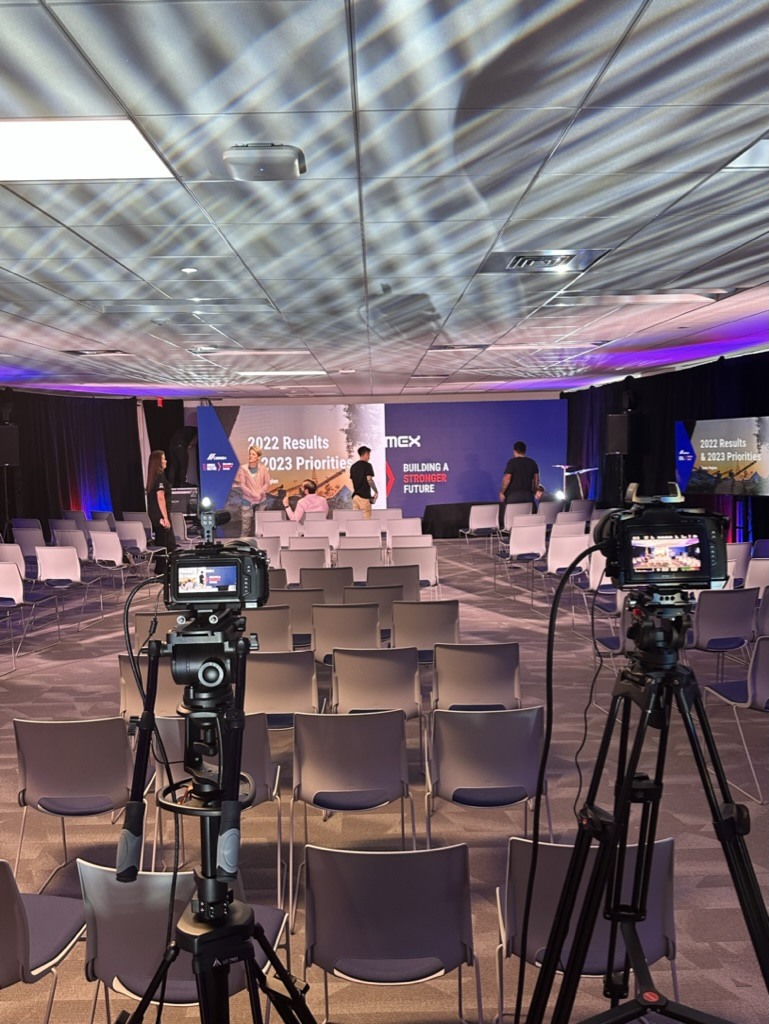 Cameras prepared for a live event